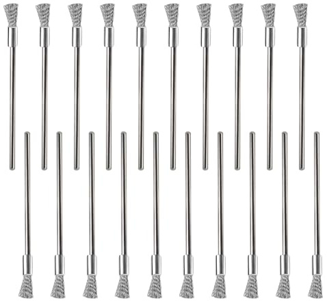 20 cepillos de alambre de acero inoxidable para taladros pequeños, 3 mm, cepillo de alambre de acero, mini pulido, herramienta giratoria para limpieza de óxido y corrosión