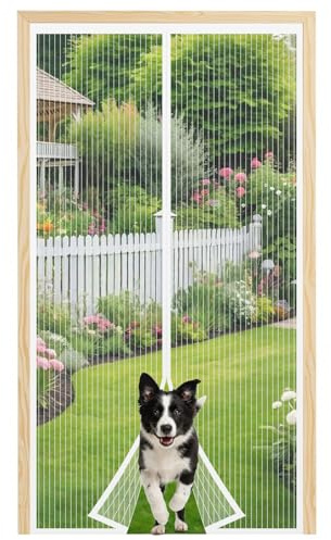 Anpro Fly Screens for Doors,Powerful Magnets and Full Frame Magic Tape Magnetic Door Curtain,Heavy Duty Self-Sealing Mesh,Door Screen Automatically Closes 220 x 110 cm