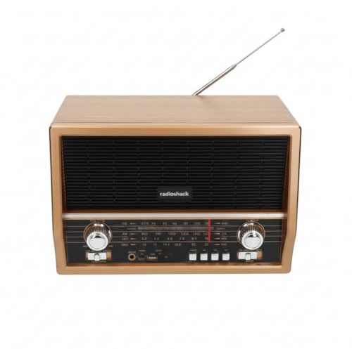 RadioShack Retro AM/FM/SW Radio with Bluetooth, Rechargeable Battery, USB and microSD Playback, Built-in MP3 Player, Dual Speakers, Model 4001800