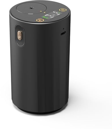 DOQASOO Wasserloser Diffusor für ätherische Öle – 96H kabelloser batteriebetriebener Vernebler mit Timer & 4 Nebelstufen, tragbare Aromatherapie für Zuhause und Auto, Schwarz