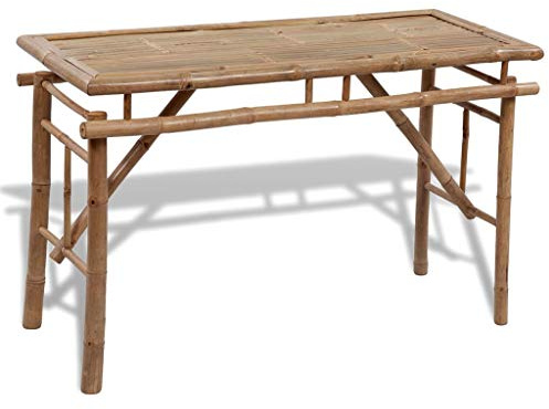 Keeushr Tavolo da picnic in bambù, pieghevole, 100 cm, con 2 panche, tavolo da giardino resistente alle intemperie e impermeabile, salvaspazio, tavolo da birra pieghevole per terrazza