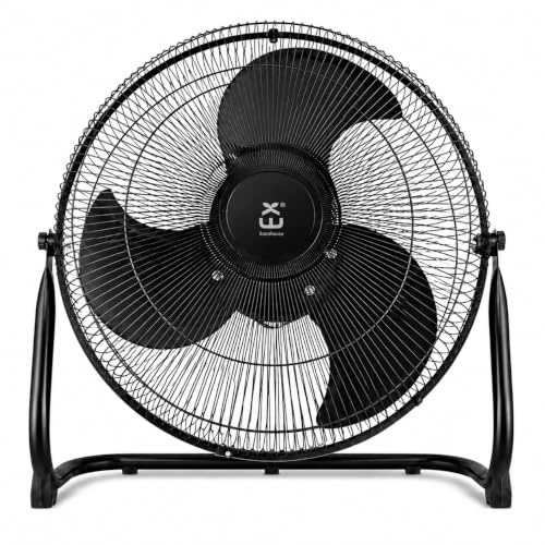 JYC CREATIVE Ventilatore personale in metallo, ventilatore da tavolo ad alta velocità con 3 pale in alluminio, 3 velocità, griglia di sicurezza, inclinazione regolabile, nero A 50 W