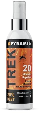 Pyramid Trek 20 Insect Repellent Spray, 20% DEET Mosquito Repellent, Up to 4 Hours Protection. Insect Spray for Travel & Outdoors, Insect Spray for Family and Kids Age 2+ (100ml)