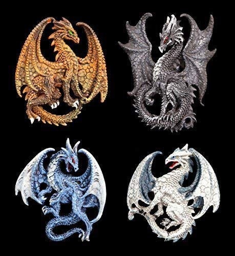 Figuren Shop GmbH Drachen Kühlschrank Magnete - 4er Set Fantasy Deko