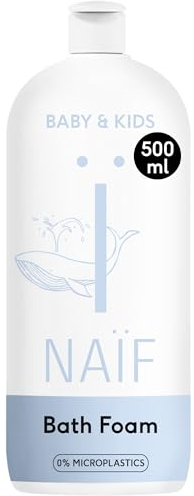 Naïf - Pflegender Badeschaum - mit Baumwollsamenöl - Babypflege mit natürlichen Inhaltsstoffen - Vegan - Frei von SLES, Mikroplastik, Parabenen und Mineralöl - 500ML