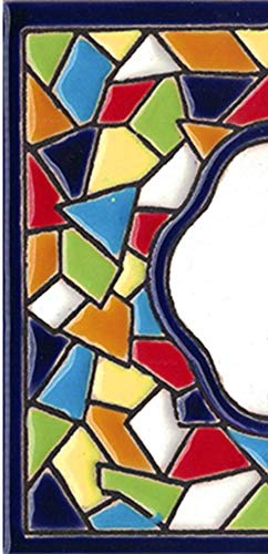 Toro del Oro – Hausnummer für Wohnhäuser – Hausnummer aus glasierter Keramik, Handbemalt in spanischer “Cuerda Seca“ Technik, Namen und Adressen, Mosaikmodell 5,5 x 10,5 cm (Große Marge)