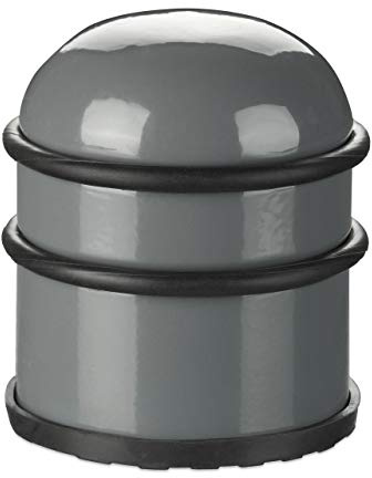4 x Türstopper für Türen & Fenster, Türbremse aus Edelstahl & Gummi, hoch & rund, innen, Bodenpuffer, ∅ 7 cm, dunkelgrau