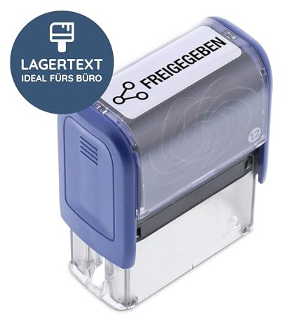 stempel-fabrik - “FREIGEGEBEN” Selbstfärbestempel – Freigabestempel zur Kennzeichnung von Dokumenten, Akten uvm. – präziser Lagertextstempel ideal für Buchhaltung & Co (47 x 17 mm | 1 Zeile)