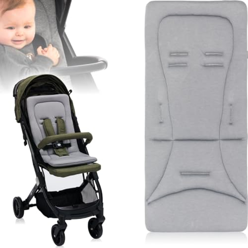 Baby/Kind Wende - Sitzauflage für Buggy und Kinderwagen/Einlage mir extra weichen Memoryschaum und Bezug aus 100% Baumwoll Jersey (Grau)