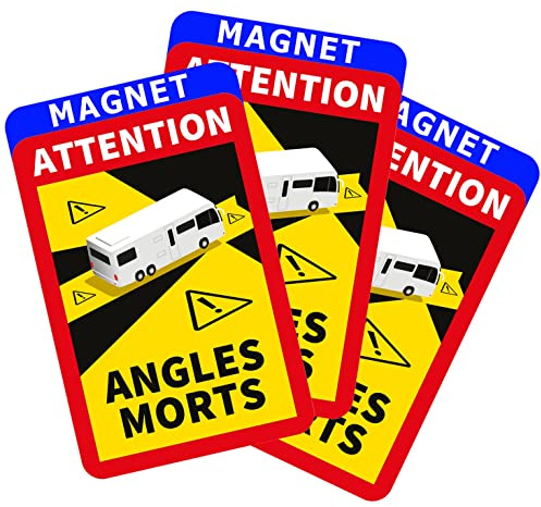 lepni.me 3er Pack Magnetische Warnschilder Achtung Toter Winkel Morts Aufkleber für Wohnmobil Wohnwagen in Frankreich Starke Magnetaufkleber mit UV-Schutz