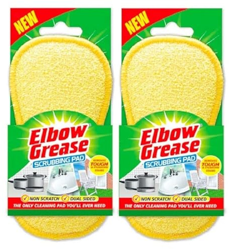 2X Non Scratch Dual Sided Abrasive Polyester Scrubbing Cleaning Pad, Oven/Bathroom/Kitchen Cleaner; Non-Scratch, Dual Sided Reusable Polyester Scourer Sponges for Household Use,Yellow