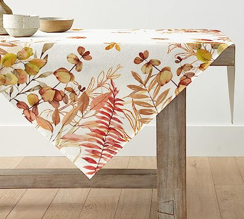 Artoid Mode Eukalyptus Blätter Herbst 85x85 cm Tischdecke | Saisonal Fall Tischwäsche Küche Tisch Dekoration Drinnen Urlaub Party Dekor