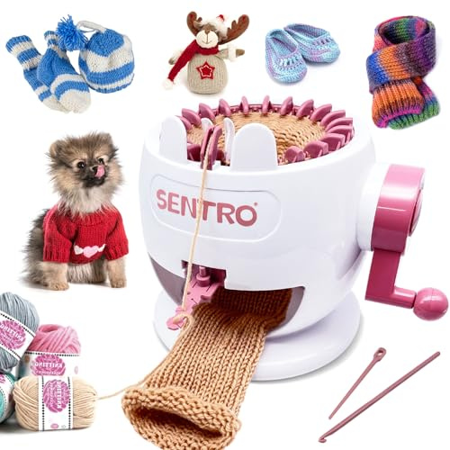 SENTRO Strickmaschine, 22 Nadeln Strick-Rundwebstuhl, Strickbrett, Rotierende Doppelstrickwebmaschine für Erwachsene oder Kinder, Strickmaschinen, Webstuhl-Set für Socken/Mütze/Kürbis