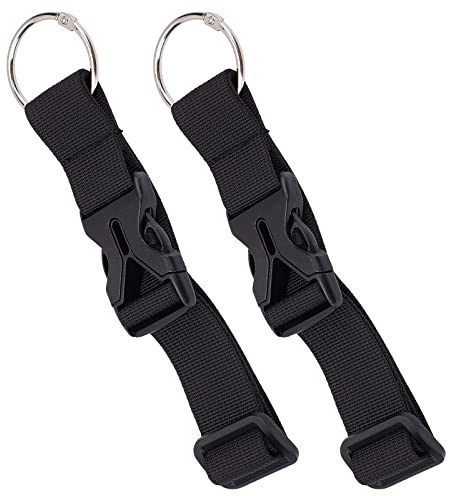 GORGECRAFT 2Pcs Cinghie per Bagagli Cappotto Giacca Pinza Porta Valigia Clip Da Cintura Anello Gancio Cinghie per Cintura Regolabili Nere con Anelli In Cerniera In Ferro e Fibbia A Sgancio