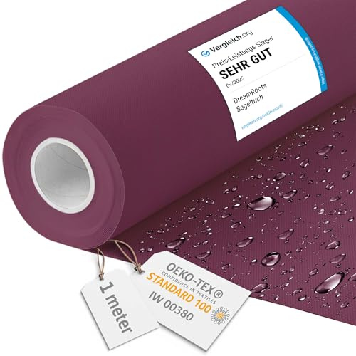 DreamRoots Markisenstoff wasserdicht Meterware, Burgund, 1 m | Oxford Segeltuch, Polsterstoff, 160 cm breit, 220 g/m² 600D, wasserabweisend, für außen & Deko