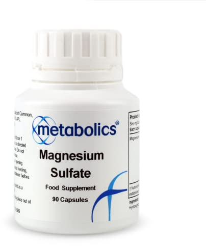 Magnesium Sulfate 104mg | 90 Vegan Capsules | High Strength Magnesium | Elemental Magnesium in the Sulfate Form | Energy, Muscle & Nervous System Support | No Fillers