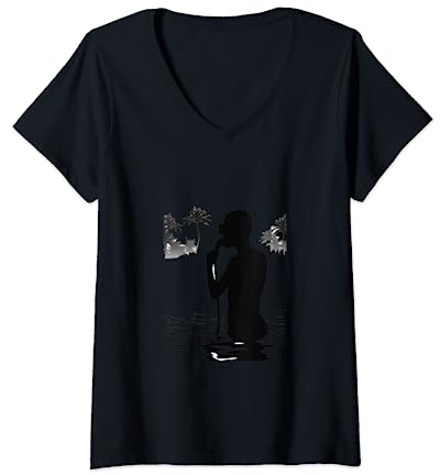 Damen Schnorchel-Silhouette, Schnorchel, Tauchmaske T-Shirt mit V-Ausschnitt