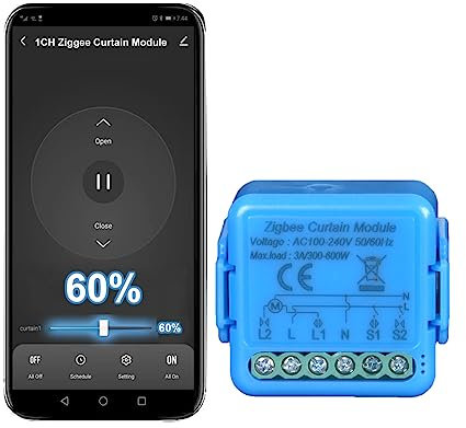 Interruttore Tapparelle zigbee, per Tapparelle Elettriche Funziona in Parallelo con Interruttore per Tenda Originale, Modulo Comando Wireless per Persiane Avvolgibili, Relè 300W (1)