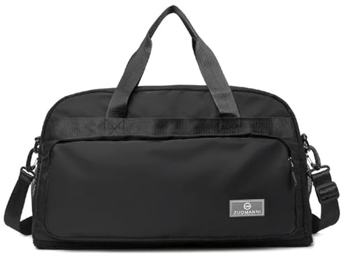 Vllcsla Sporttasche Reisetasche Damen Groß Ausbaufähig, 37,7 L bis 50,7 L, mit Nassfach, Sporttasche Tisch Tennis Trainingstasche, Wasserdicht Schwimmtasche Urlaub Sport Weekend, Schwarz