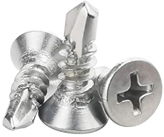 120 Stück 4.8 x 16mm Blech Selbstschneidende Schrauben,410 Edelstahl Flachkopfschrauben Phillips Kopf Selbst Bohrschrauben Hochfeste schnelle Blechschrauben (13mm bis 32mm verfügbar)