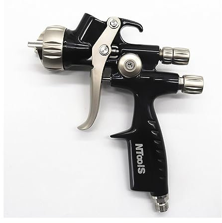 PHLeaz LVLP Spray Gun With Mix Tank And adpater Spray Gun Paint Gun Water Based Air Spray Gun Car Painting Gun Airbrush (Color : Black)