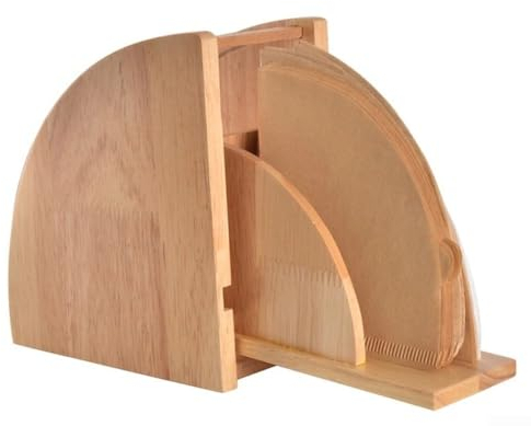 Kaffeefilter-Papierbox, Holz-Kaffeepapier-Aufbewahrungsbox, fächerförmiger Handtropf-Kaffeefilterhalter, Kaffee Filtertütenhalter Halterung Holder Dispenser Für Küche, Bar, Café