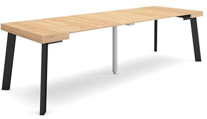 Skraut Home | Ausziehbarertisch | Multifunktionaler ausziehbarer | 260 | Für 12 Gäste | Hölzerne Beine | Moderner Stil | Eiche
