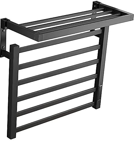 Portasciugamani Scaldasalviette Elettrico Cromato con Timer Scaldasalviette Riscaldato Portasciugamani A Parete 6 Barre Portasciugamani Elettrico Intelligente 55W Asciugasciugamani A Bassa Potenza, C