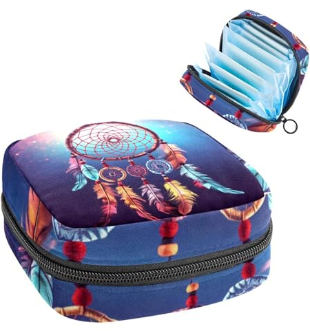 Perioden-Tasche, Aufbewahrungstasche für Damenbinden, Ethno-Stil, Feder-Traumfänger, Tampon-Tasche für Geldbörse