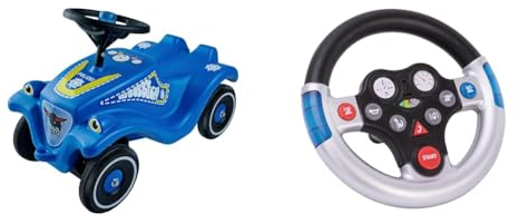 Big-Bobby-Car Classic Police - Kinderfahrzeug mit Aufklebern im Polizei Design & EEL - Lenkrad mit verschiedenen Rettungs-Sounds