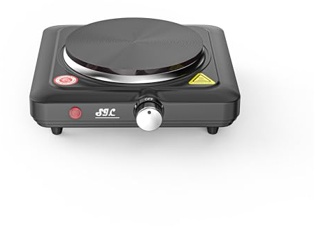 SIC Plaque de cuisson électrique portable à un feu, en fonte, température réglable, pour camping, voyage, cuisine extérieure (Noir, 1000W)