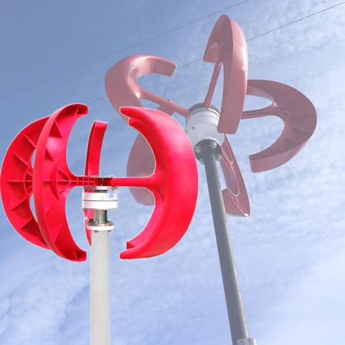 Turbina aerogeneradora de 100W/600W DC 12V/ 24V, Motor de Linterna de 5 aspas, Molino de Viento Vertical con Controlador para Camping en casa,100W12V