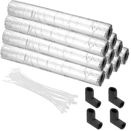 PATIKIL Rohrisolierungs-Schaumstoffschlauch-Set, 32 mm Innendurchmesser, 20 mm, selbstklebend, vorgeschlitzt, mit Aluminiumfolie für die Winterbewässerung im Freien, 10 Stück