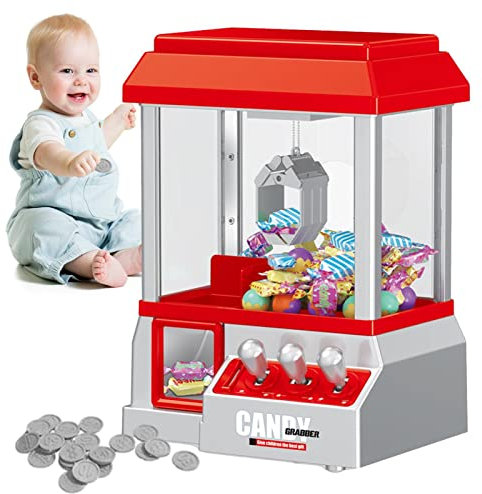 Klauenmaschine für Kinder - Arcade Toy Grabber Machine für Kinder | Toy Grabber Machine mit Sound und 24 Spielmünzen Claw Toy Grabber Machine für Kinder und Partys