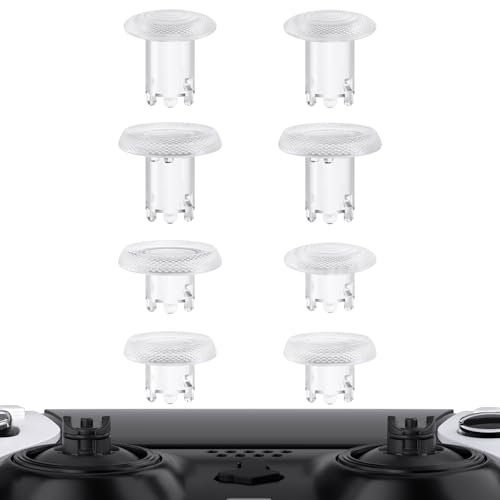 eXtremeRate ThumbsGear Levette Analogiche per ps5 Edge Controller,Analogici Intercambiabili Thumbstick Ricambio per ps5 Edge Joystick(Senza Base di Levette)-4 Altezze-Trasparente