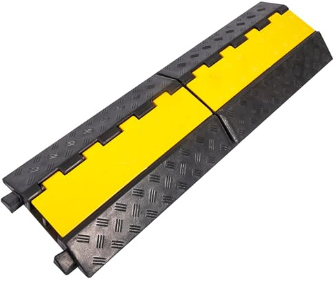 YELACK Rubber Cable Ramp Cable Protector Ramps Wire Hose Protective 2 Channel Traffic Rubber Plastic Cord Cover Speed Bump for Asphalt Concrete Gravel Driveway Outdoor, 1 Pack