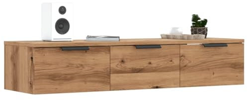Iiaky Wandschrank HäNgeschrank Wohnzimmer Wandschrank HäNgend Wall Cabinet WandschräNke Artisan-Eiche 102x30x20 cm Holzwerkstoff
