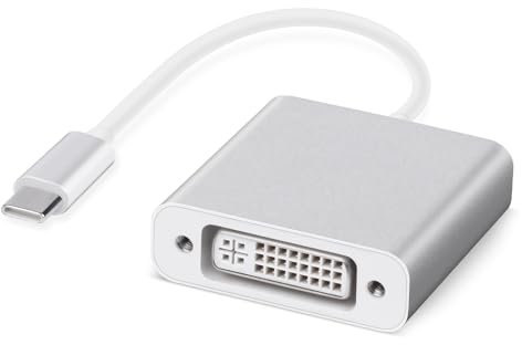 AXFEE Adattatore da USB C a DVI, Adattatore DVI 4K, Compatible Con MacBook Air/i-Pad Pro 2018, MacBook Pro 2018/2017, Samsung Galaxy S10/S9, Surface Book 2 -Argento