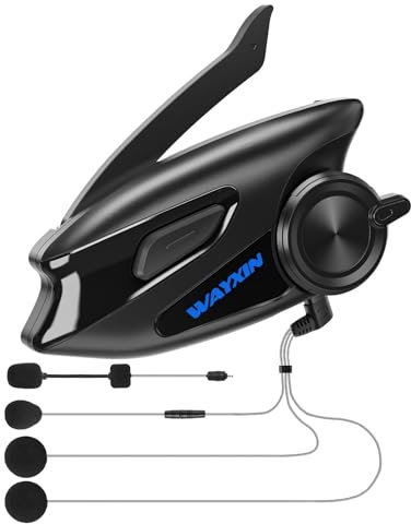 WAYXIN X6S Motorrad Intercom,integriertem Mesh Intercom System, Dual-Chip für Audio-Multitasking Kopfhörer,Helm Headset für bis zu 8 Motorräder,mit HiFi/Musik Teilen/FM/AI Sprache Skifahren/Radfahren