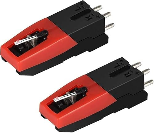 Pointe de Lecture Tourne-Disque Aiguille,Aiguille Diamant de Remplacement Universelles Aiguille Tourne Disque Remplacement Vinyle,Phonographe Rouge,2PC
