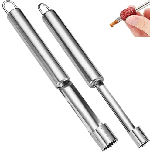 Votvlog 2 Piezas Descorazonador de Manzanas Multifunción, Acero Inoxidable Saca Corazon Manzana para Hogar y Cocina, Frutas y Verduras, Cortadora de Núcleo de manzana Fácil de Quitar 2 Tamaños