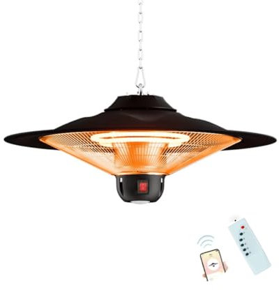 Suprills 2500W Electric Heater for Home, Infrared Patio Heater with Timer, Carbon Fibre Element, 3 Heat Settings, Remote & App Control | LED Light | Ceiling mounted | Outdoor Indoor Waterproof Heater