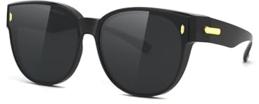 Meeloog Übergroße polarisierte Überbrillen-Sonnenbrille für Damen – Autofahr-Sonnenbrille für über der Brille MST0073 (Schwarz)
