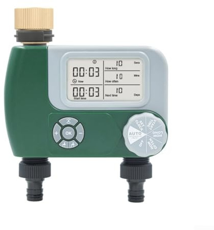 Timer elettronico per tubo da giardino, irrigatore automatico impermeabile, con due uscite indipendenti, display a LED (rame)
