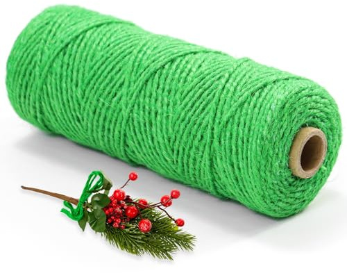 Spago di Juta Naturale Verde 2mm x 100m – Spago Resistente per Giardinaggio, Confezioni Regalo e Fai da Te, Juta Twine