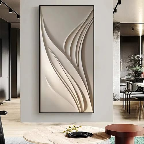UUDEZO Abstraktes 3D-Leinwandbild mit Struktur, modernes Wandbild für die Wohndekoration, geometrisches Poster für Schlafzimmer und Wohnzimmer (40 x 80 cm (16 x 32 Zoll))