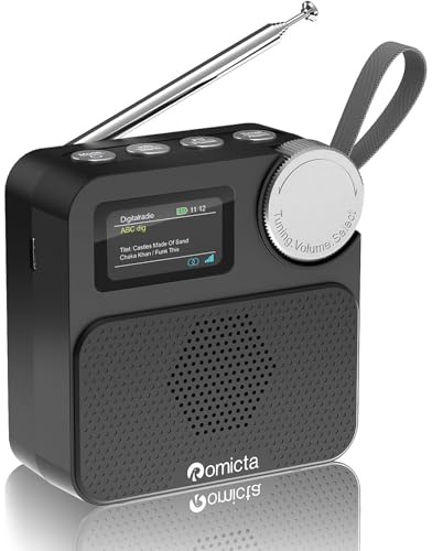 Romicta Tragbares DAB/DAB+/FM Digitalradio mit Bluetooth 5.0, Farbdisplay, MicroSD-Slot, Alarm & Timer, wiederaufladbarer Akku, für Zuhause & Reisen