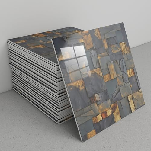 Panneaux muraux autocollants, 30 pièces, imitation marbre artificiel en PVC, 30 cm x 30 cm, carrelage mural résistant à la chaleur, idéal for la cuisine, la salle de bain, le salon et la chambre.(B9)