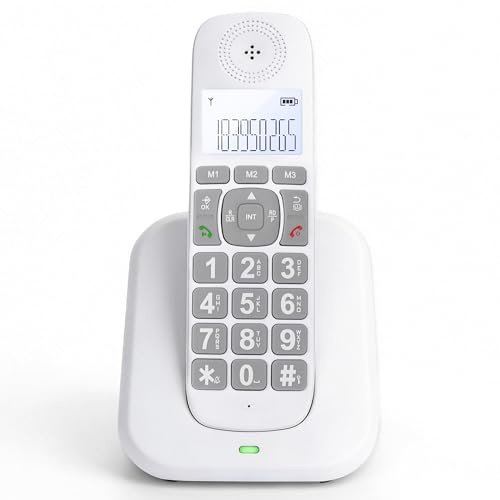 Uvital Cordless Phone with DECT 6.0, Full-Duplex Speakerphone, Lighted Display, Caller ID/Call Waiting/Call Block, Internal Call, Volume Control, Landline Phones for Home/Office/Hotel-White