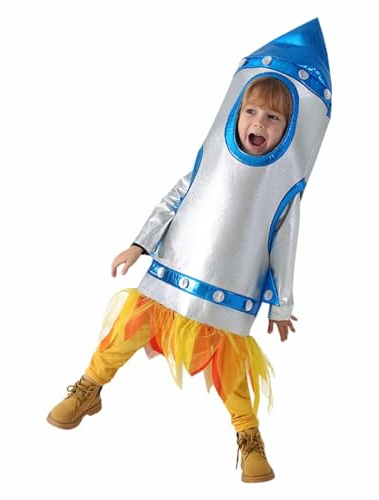 Costume da astronauta per bambini, costume da astronauta, costume da razzo, costume da spazio per bambini, carnevale, Halloween, feste (blu, S)